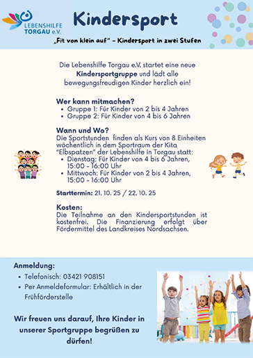 Ankündigung Kindersportgruppe